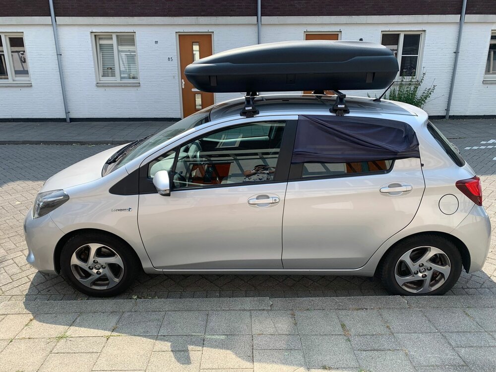 Dakkoffer ArtPlast 400 liter antraciet/carbon + dakdragers Ford S-Max vanaf 2015 voor gesloten dakrail