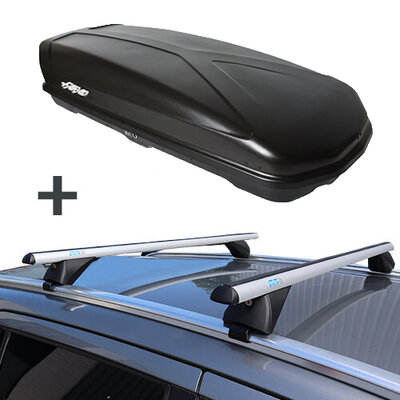 Farad dakkoffer Koral N20 480 liter - Mat zwart + PerfectFit dakdragers Renault Espace vanaf 2023