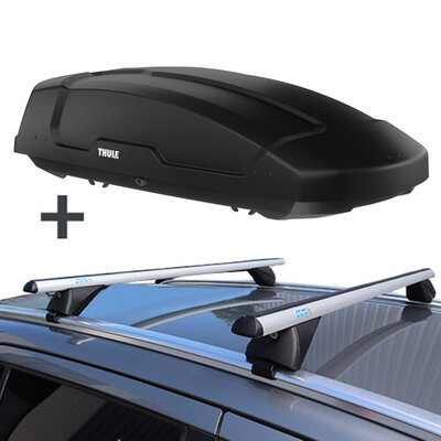 Dakkoffer Thule Force L 450 liter + dakdragers Land Rover Velar vanaf 2017 voor gesloten dakrail