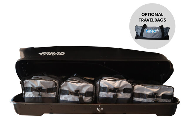Dakkoffer Farad Koral N20 mat zwart 480 Liter + dakdragers Ford S-Max MPV vanaf 2015