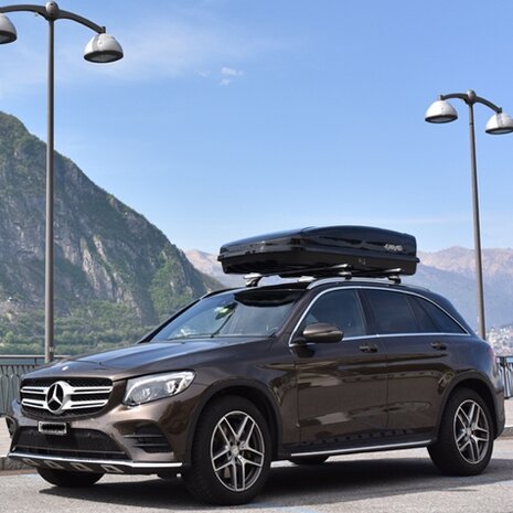 Dakkoffer Farad Koral N20 mat zwart 480 Liter + dakdragers Mercedes GLC SUV vanaf 2015