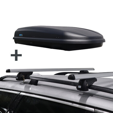 Dakkoffer PerfectFit 500 Liter + dakdragers PerfectFit Jaguar X-Type Stationwagon 2003 t/m 2009