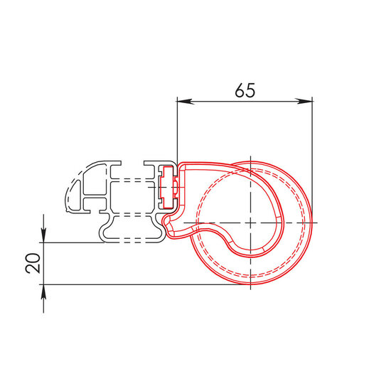 Opsteekrol voor Aluminium dakdragers Nordrive 64 cm