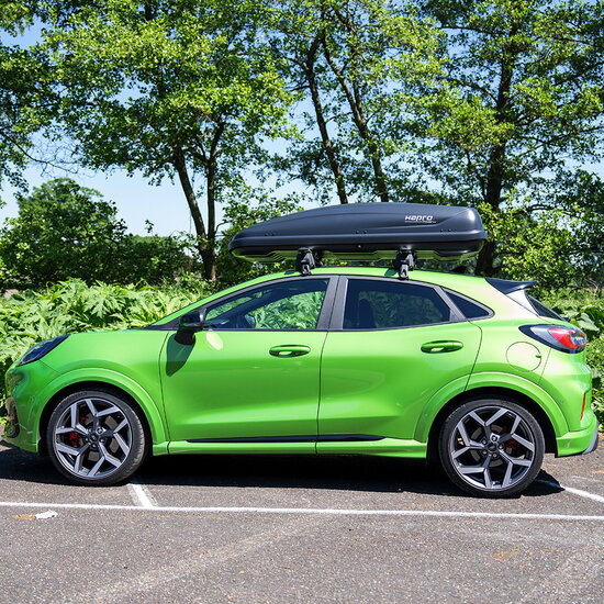 Dakkoffer Hapro Traxer 6.6 Antraciet + dakdragers Ssangyong Tivoli vanaf 2015 voor gesloten dakrail