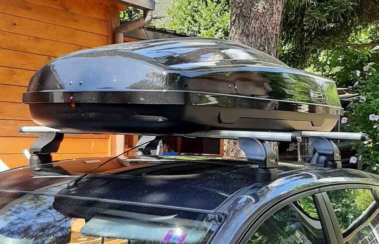 Modula dakkoffer Ciao 430 liter + Nordrive dakdragers Range Rover Evoque 04/2011 t/m 12/2018