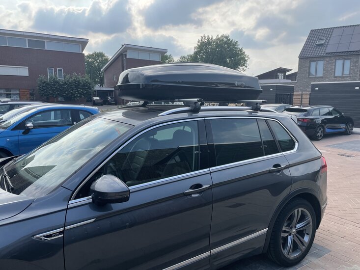 Modula dakkoffer Ciao 430 liter + Nordrive dakdragers Range Rover Evoque vanaf 01/2019