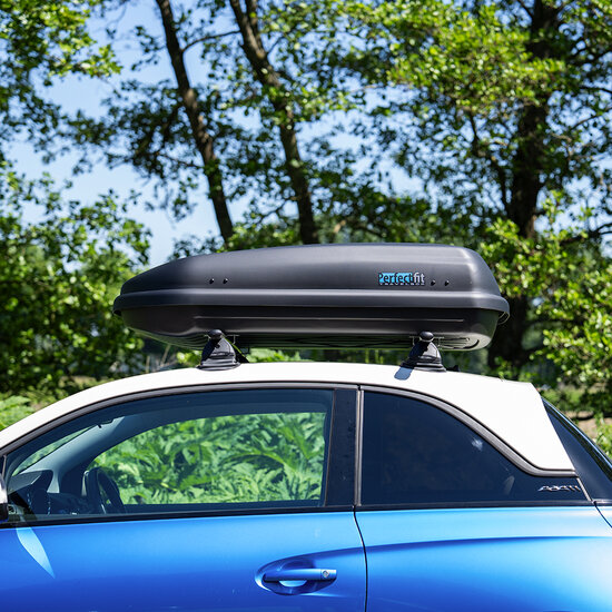 Dakkoffer PerfectFit 400 Liter + dakdragers PerfectFit Skoda Fabia Scout Stationwagon 2009 t/m 2014