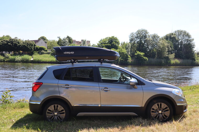 Farad dakkoffer Koral N20 480 liter - Mat zwart + PerfectFit dakdragers Mercedes GLC 2015 t/m 2023