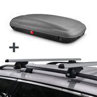 Dakkoffer ArtPlast 400 liter antraciet/carbon + dakdragers PerfectFit Bmw 3-serie Touring Stationwagon 2005 t/m 2011