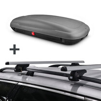 Dakkoffer ArtPlast 400 liter antraciet/carbon + dakdragers PerfectFit Jaguar X-Type Stationwagon 2003 t/m 2009 Dakkoffer ArtPlast 400 liter antraciet/carbon + dakdragers PerfectFit Jaguar X-Type Stationwagon 2003 t/m 2009