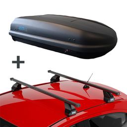 PerfectFit dakkoffer 400 liter + PerfectFit dakdragers Opel Corsa 3 deurs hatchback 2006 t/m 2010